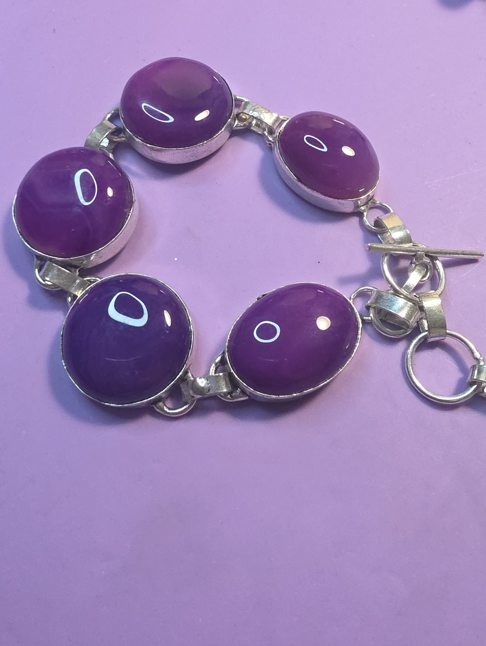 Purple Cabochon Link Bracelet - Unbranded Women's Jewelry